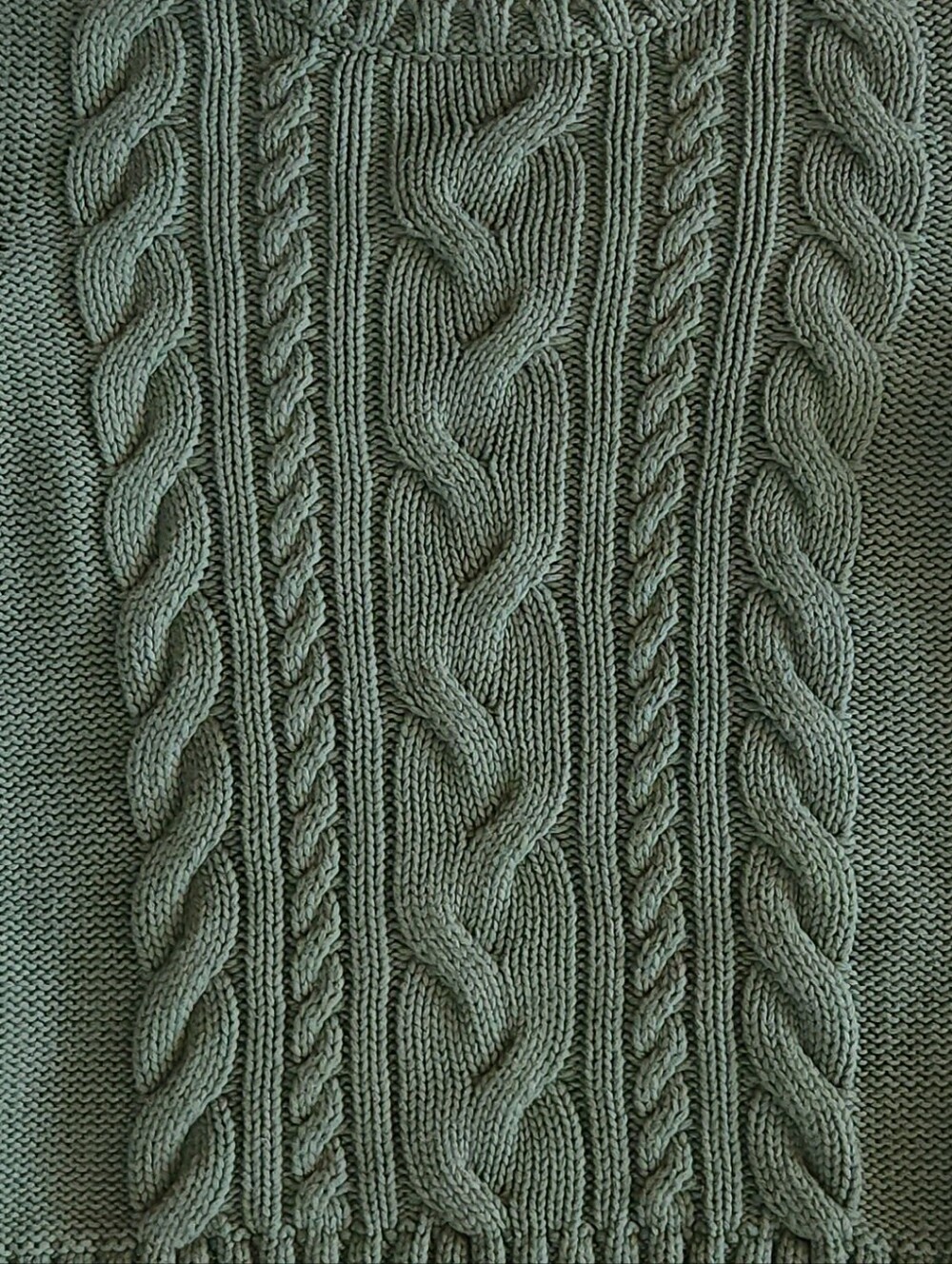 L.L. Bean Double L Cable Crewneck Sweater Sage Green Bay Leaf Cotton Size Small - Picture 5 of 12